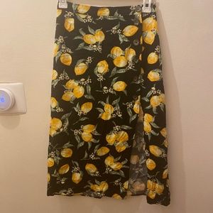 Midi lemon high waisted skirt